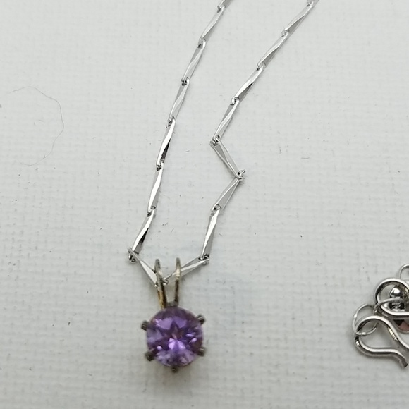 Amethyst Faux & Silver 16" Chain - Picture 2 of 2